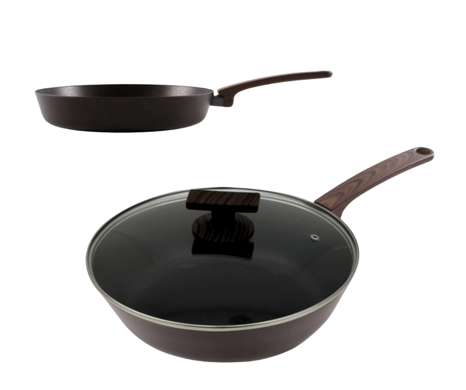 Brown Inoble 28cm|11" Frying Pan & Wok & Lid SET