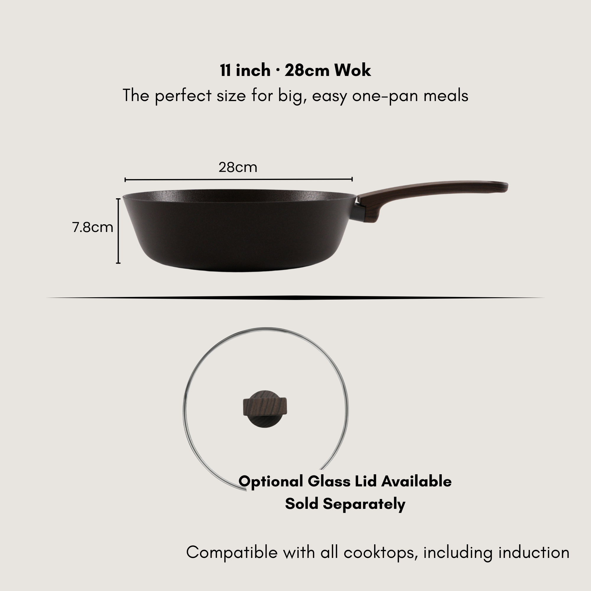 Brown Inoble Glass Lid 28cm|11" Lid Only