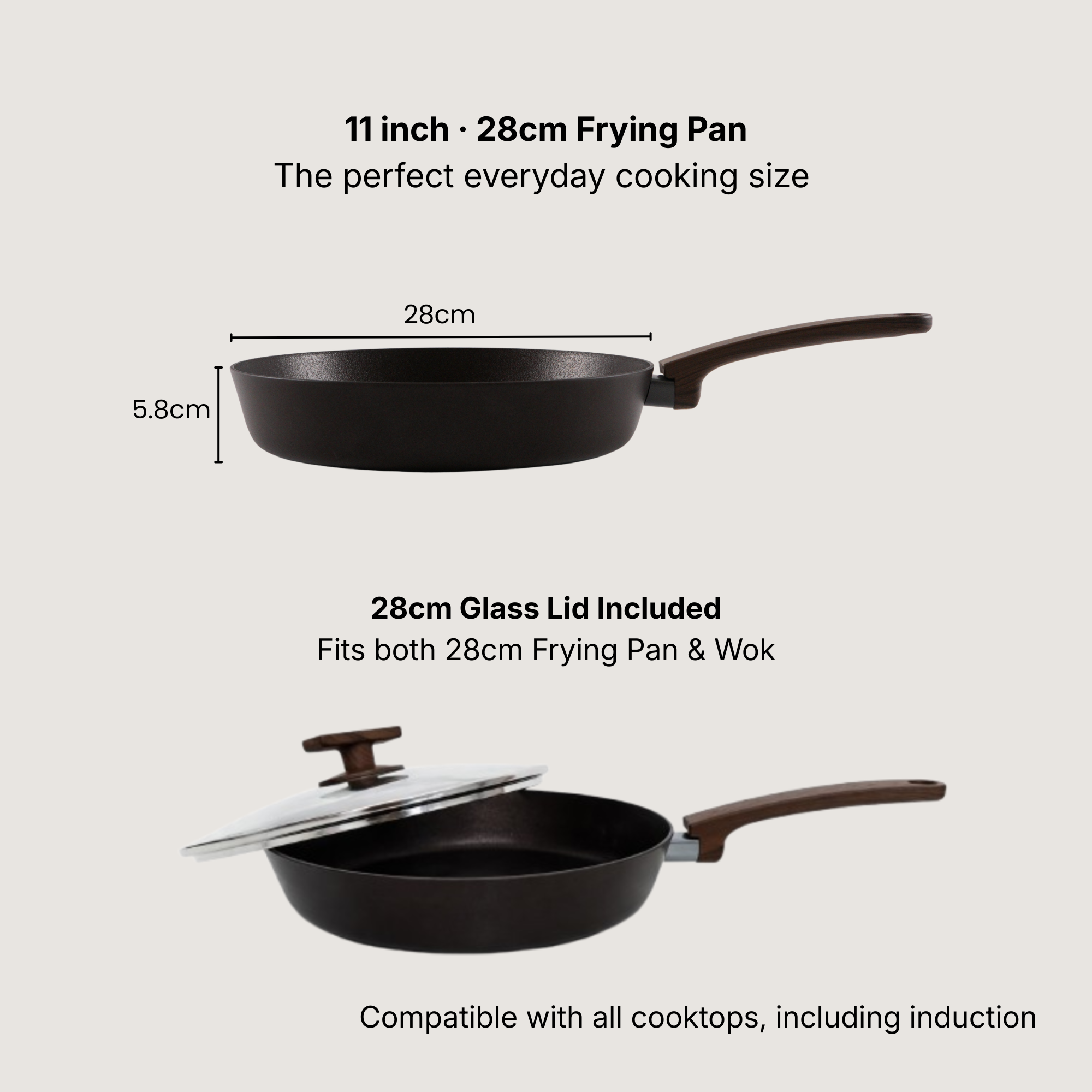 Brown Inoble 28cm|11"  Frying Pan & Wok Set (3pcs)